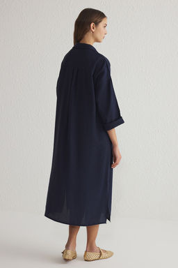 TRENDYOLMILLA Kahverengi Modal Genis Kesim Midi Dokuma Gomlek Elbise TWOSS25EL00001  фото 5