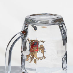 Пивная кружка Герб России, 500 мл, стекло, прозрачная