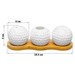 Вазочка под зубочистки + набор для специй 2 пр. 19,5*7*6 см 75 мл Сфера на деревянной подставке - Elan gallery фото 2