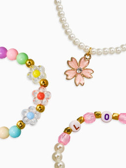 Браслеты детские «Выбражулька. Цветок и бусинки», набор 3 шт. бусины, цветной
