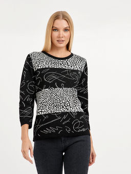 джемпер женский с рукавом 3/4 и с принтом