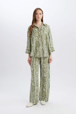 Rahat Pantolon Wide Leg Genis Bol Paca Desenli Yuksel Bel - Defacto фото 3