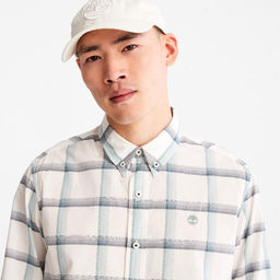 Мужская рубашка Timberland Shirt Eastham River Stretch Poplin Check Regular белая  фото 5