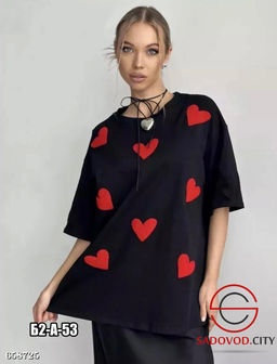 Футболка женская оверсайз с сердцами Футболка женская оверсайз с сердцами