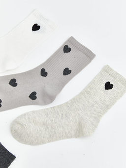 Kalp Desenli Kad?n Soket ?orap 5li