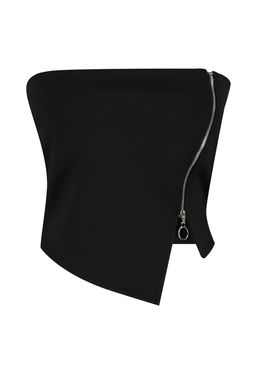 Trendyolmilla Siyah Fermuarl? Asimetrik Straplez Crop Orme Bluz TWOSS24BZ00071 фото 7