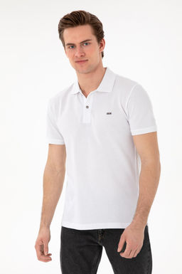 Футболка-поло Slim Fit белая из хлопка
