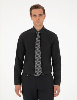 Siyah Slim Fit Uzun Kollu Basic G_mlek