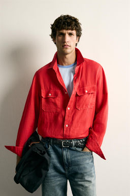SOBRECAMISA REGULAR FIT 100% LINO / Rojo - Zara фото 2