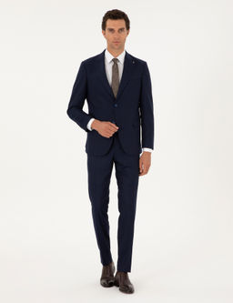 Koyu Lacivert Slim Fit Tak_m Elbise