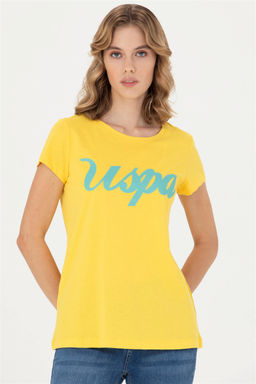 Женская желтая футболка с круглым вырезом Неожиданная скидка в корзине - U.s. polo assn фото 3