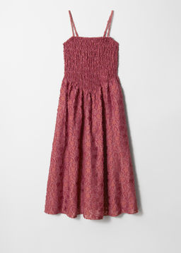 Maxivestido fruncido con nido de abeja