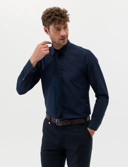 Lacivert Slim Fit Uzun Kollu Basic G_mlek