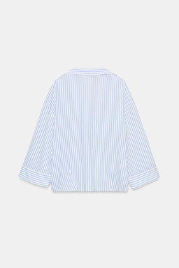 CAMISA FLUIDA CON LINO / Azul / Blanco - Zara фото 8