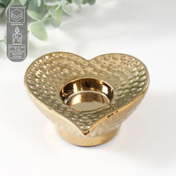 Подсвечник на 1 свечу Сердце, d=4 см, золото, 10.2?10.2?4.3 см
