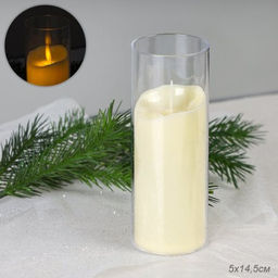 Свеча светодиодная подвижный фитиль в подсвечнике 14 см / VFR-24 /уп 12/288/