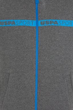 Мужской вязаный кардиган с капюшоном антрацитового меланжа - U.s. polo assn фото 12