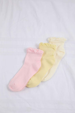 Sar?-Pembe 3lu Pamuklu Jakar Orme Corap THMSS26CO00024