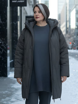 Пальто зимнее утепленное женское большого размера черного цвета 7699Ch - Visdeer фото 21