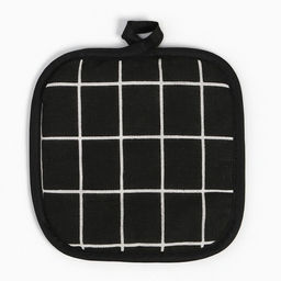 Прихватка Доляна Клетка, цвет чёрный 17х17 см 100% п/э  фото 2