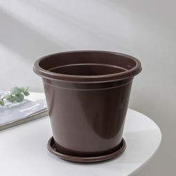 Цена за 2 шт. Горшок для цветов с поддоном «Альтернатива. Эконом», 2 л, пластиковый, коричневый