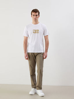 Bisiklet Yaka K?sa Kollu Bask?l? Penye Erkek Ti??rt