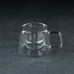 Кружка с двойными стенками «Дуо», 200 мл, 10×7.5 см, стекло, прозрачная