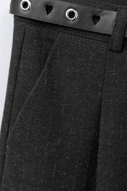 SHINY PINSTRIPED WIDE-LEG TROUSERS - Zara фото 3
