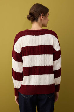 Lacivert Yumusak Dokulu Genis Kal?p Renk Bloklu Triko Kazak TWOAW26KZ00199 - Trendyolmilla фото 8