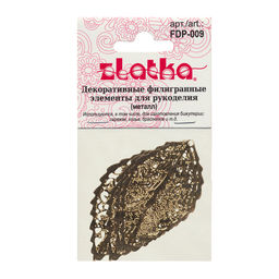 Zlatka Филигранные элементы FDP-009 3.1 см лист 4 шт под античную бронзу  фото 3