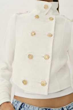 CHAQUETA CRUZADA BOT?N DORADO / Crudo - Zara фото 5