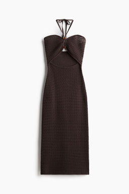 Vestido halter efecto crochet