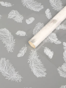 Плёнка для цветов «Перышки», прозрачная/белая, 0.6×9.3±5% м, 40 мкм, 200 г