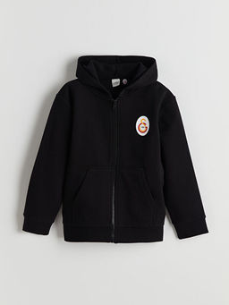 Kap??onlu Galatasaray Bask?l? Erkek ?ocuk Fermuarl? Sweatshirt