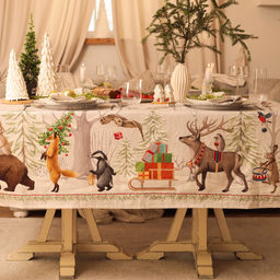 Набор новогодний Новогоднее чудо: скатерть 150?180 см 3 см с ВГМО, салфетка 40?40 см-8 шт., 100% хлопок