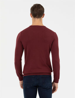 Bordo Slim Fit Bisiklet Yaka Basic Triko Kazak - Pierre cardin фото 5