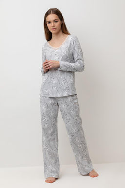 Е 20041/24/светло-серый,нежные цветы пижама жен