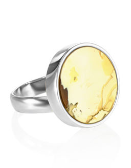 Роскошное крупное кольцо Palazzo с молочным янтарём