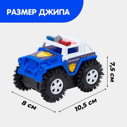 Джип-перевёртыш Полиция, работает от батареек, цвет синий - Автоград фото 4