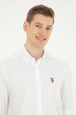 U. S. Polo Assn / Мужская белая базовая рубашка с длинным рукавом - U.s. polo assn фото 2