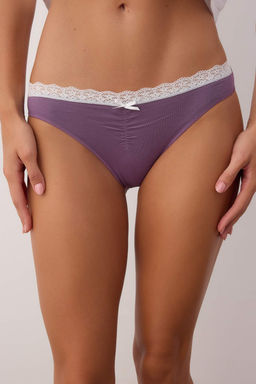 Lila-Cok Renkli 5li Paket Pamuklu Dantel, Kurdele/Fiyonk ve Buzgu Detayl? Orme Kulot THMAW26KU00009