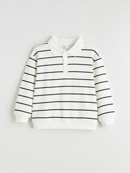 Polo Yaka ?izgili Erkek ?ocuk Sweatshirt