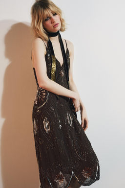 GEORGETTE SEQUIN BEAD DRESS - Zara фото 5