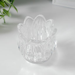 Цена за 2шт. Стеклянный подсвечник на 1 свечу Подснежник, прозрачный, 7?7?7 см