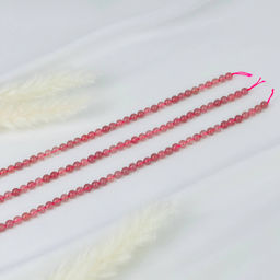 Бусины для украшений из Клубничного кварца (62 бусины) 39 см