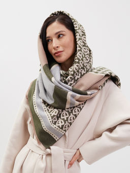 В составе шерсть и кашемир! Большой, мягкий, теплый двусторонний палантин с принтом - Tantino фото 3