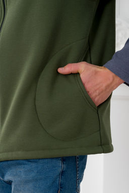 Жилет мужской из футера 3-х нитка хаки макси - Амадэль фото 8