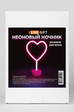 Неоновый LED ночник настольный "Heart", розовое свечение (30,5х20 см)