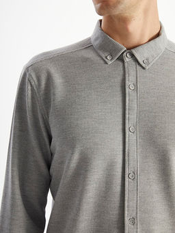 Slim Fit Uzun Kollu Erkek Dokulu G?mlek