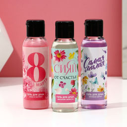 Гель для душа 8 марта!, набор 3?100 мл, Чистое счастье  фото 2